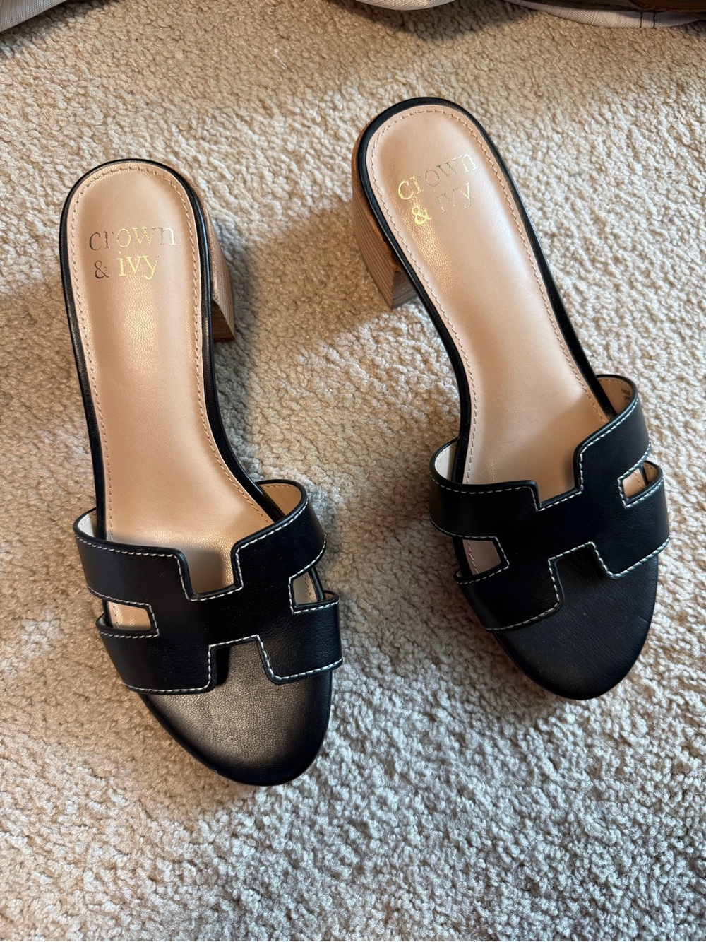 Crown & Ivy Black Slide Heels